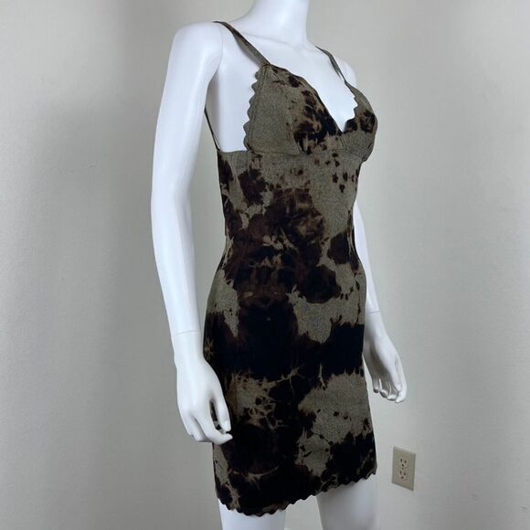 Miss Love Size M Green Tie Dye Pullover Scallop Party Bodycon Mini Dress FLAWED - Picture 9 of 14